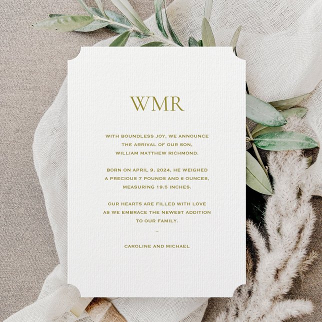 Anúncio Monograma Sexo Nascimento Neutro (Criador carregado)