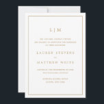 Anúncio Monograma Simples Antigo Dourado Elegante Casament<br><div class="desc">Anúncio de casamento simples com um design moderno e elegante com o seu monograma de duas letras no topo e os seus detalhes cercados por uma fina borda. Todo o texto está em dourado falso, sobre um fundo branco e as fontes e cores de fundo podem ser alteradas para qualquer...</div>