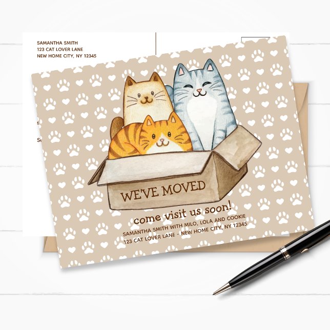 Anúncio móvel da ilustração de gatos bonitos (Cute cats illustration moving announcement)