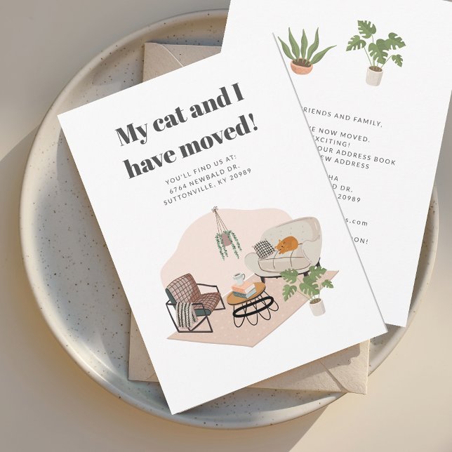 Anúncio Movimentamos a mudança de chic de endereço (We Have Moved with Cat Moving Announcement Return Address Label)