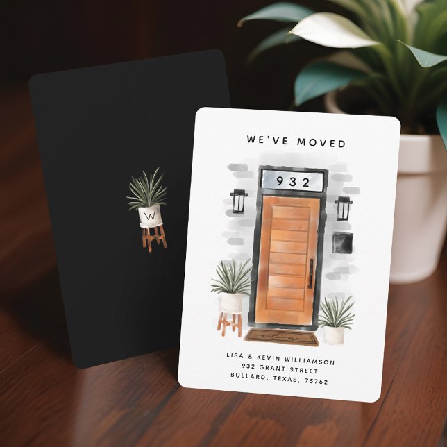 Anúncio Movimentamos - Nova porta de Meio século de Endere (We've Moved - New Address Mid Century Door Announcement)