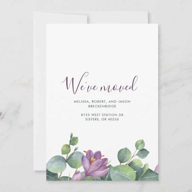 Anúncio Movimentamos o novo lar Floral Roxo Verde (Frente)