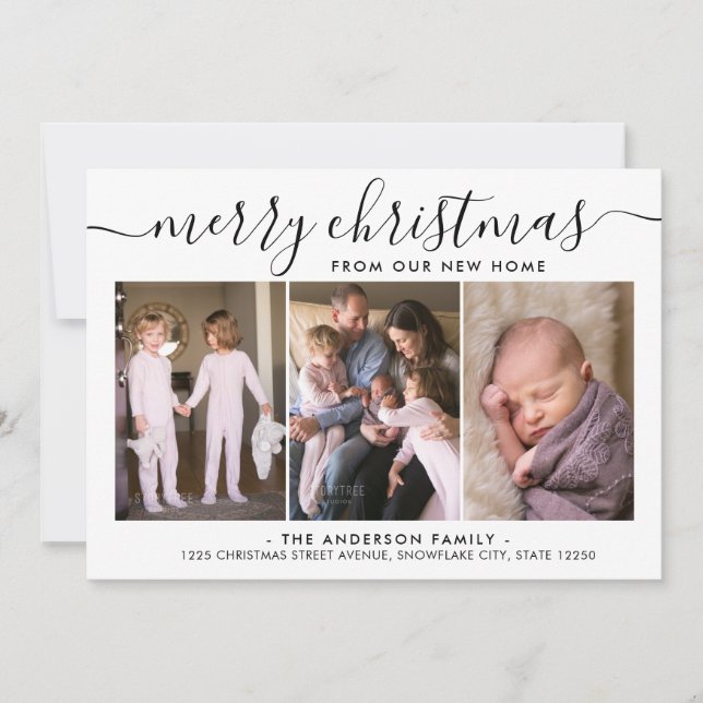 Anúncio Movimento Simples de Natal Feliz 3 Feriado Fotográ (Frente)