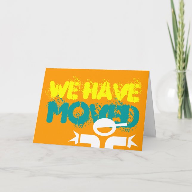 Anúncio Moving card saying 'we have moved' in graphiti (Frente)