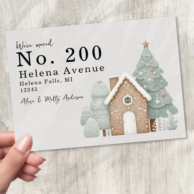 Anúncio Mudamos de endereço Gingerpão festivo (Criador carregado)