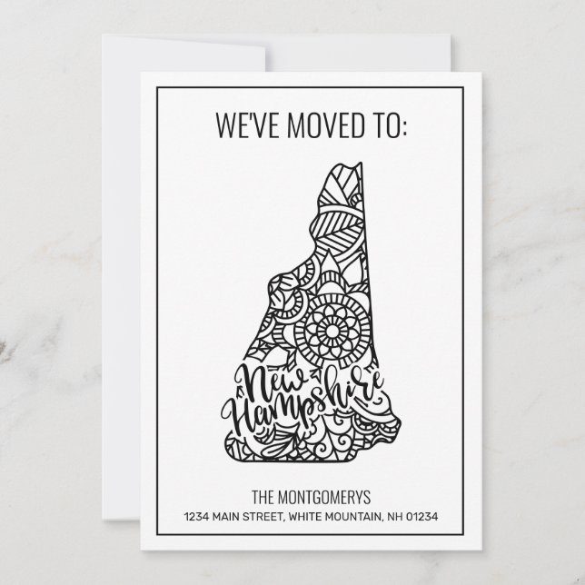 Anúncio Mudamos para New Hampshire State Floral Mandala (Frente)