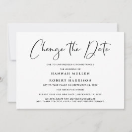 Anúncio Mudança de Data de Casamento Adiamento Preto e Bra