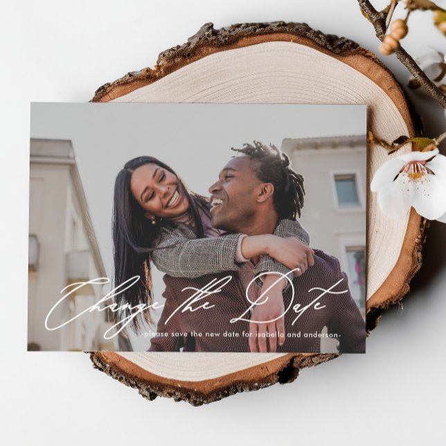 Anúncio Mudança de data do casamento com nova data de foto (Criador carregado)
