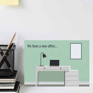 Anúncio Mudança de Endereço de Novo Escritório Fofo Desk V