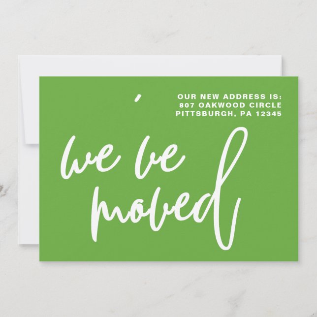 Anúncio Mudança de endereço em faixas verdes e brancas (Frente)