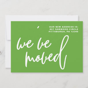 Anúncio Mudança de endereço em faixas verdes e brancas