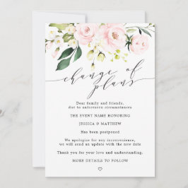 Anúncio Mudança de Planos Adiada Blush Floral Casamento