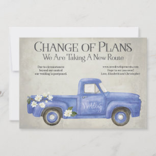 Anúncio Mudança De Planos Adiada Caminhão Azul Vintage