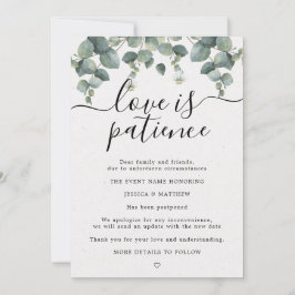 Anúncio Mudança de planos adiada Casamento de Eucalipto