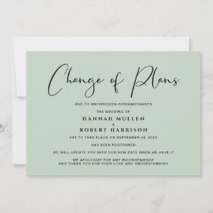 Anúncio Mudança de Planos Adiamento Cancelado Verde Sage