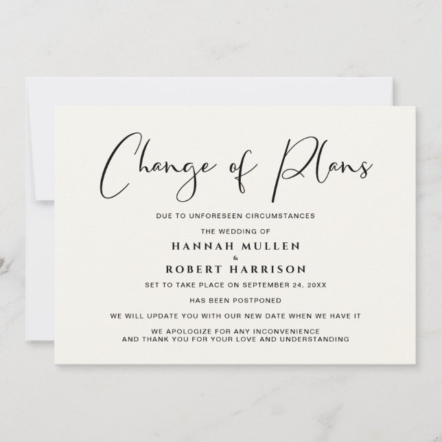 Anúncio Mudança de planos de adiamento de casamento Creme (Frente)