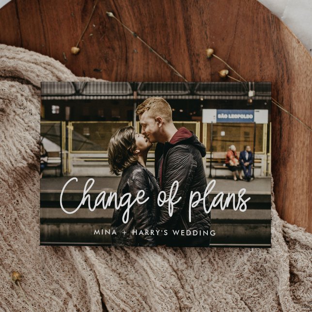 Anúncio Mudança de planos de casamento de caligrafia moder (Criador carregado)