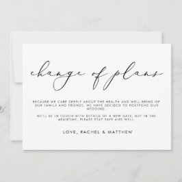 Anúncio Mudança de Planos de Casamento em Script Elegante
