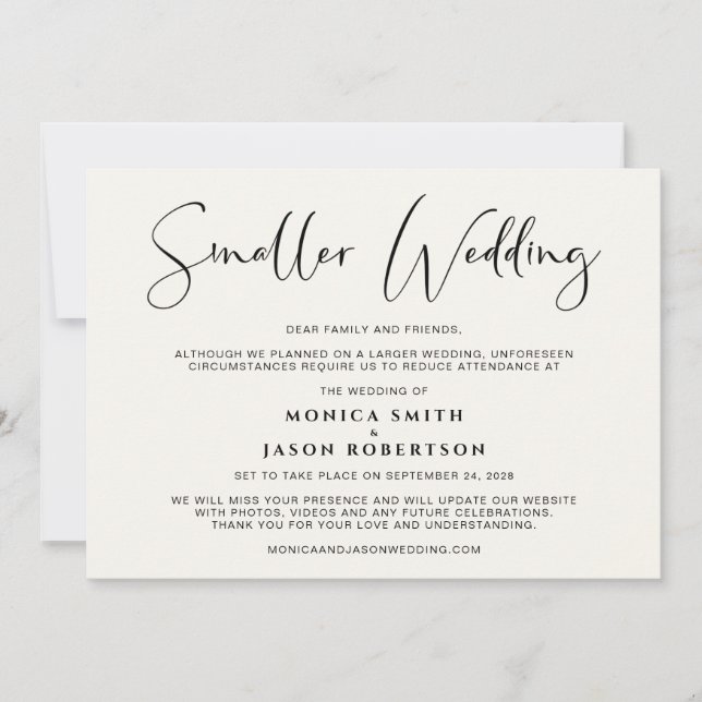 Anúncio Mudança de planos de casamento reduzido Creme (Frente)