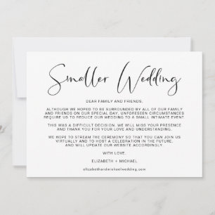 Anúncio Mudança de planos para casamento menor Elegante