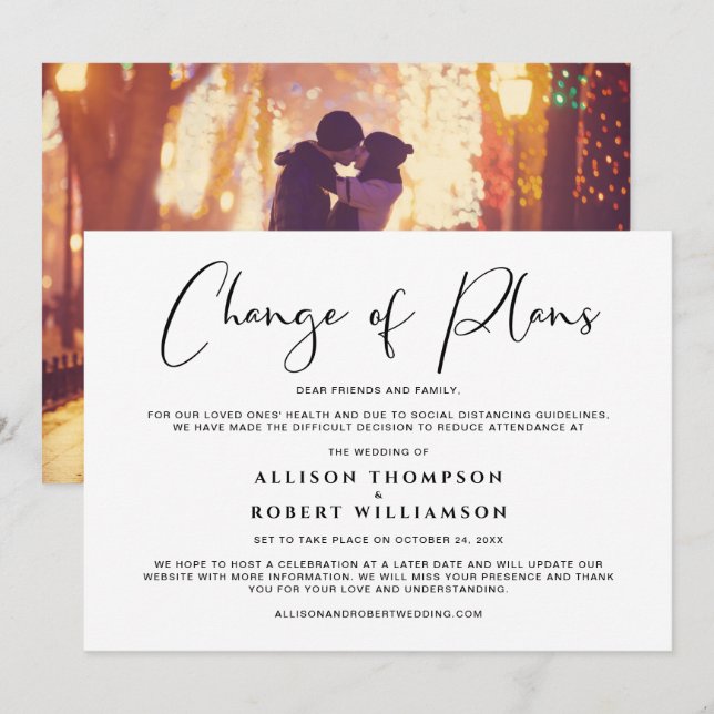 Anúncio Mudança de Planos para um Casamento Menor Redimens (Frente/Verso)