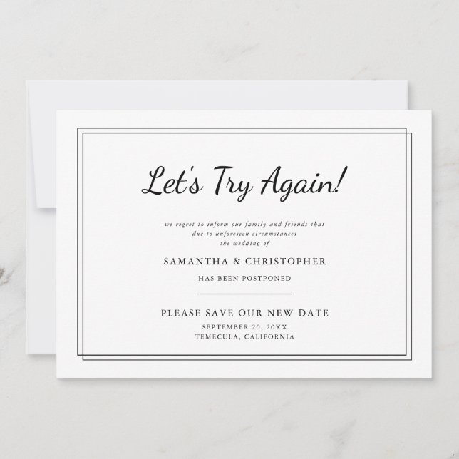 Anúncio Mudar a Data do Casamento Vamos Tentar Novamente F (Frente)