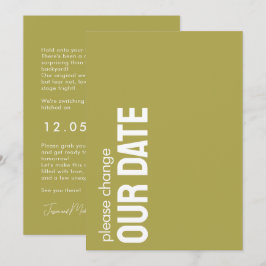 Anúncio Mudar a Data - engraçado Minimalista Casamento ele