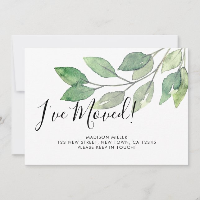 Anúncio Mudei-me para o novo lar Greenery (Frente)