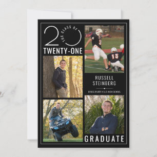 Anúncio Na moda CLASS OF 2021 Photo Collage Black Formando