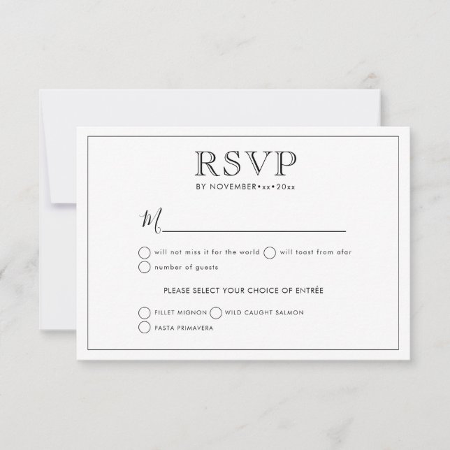 Anúncio Na moda de RSVP de Casamento Clássico (Frente)