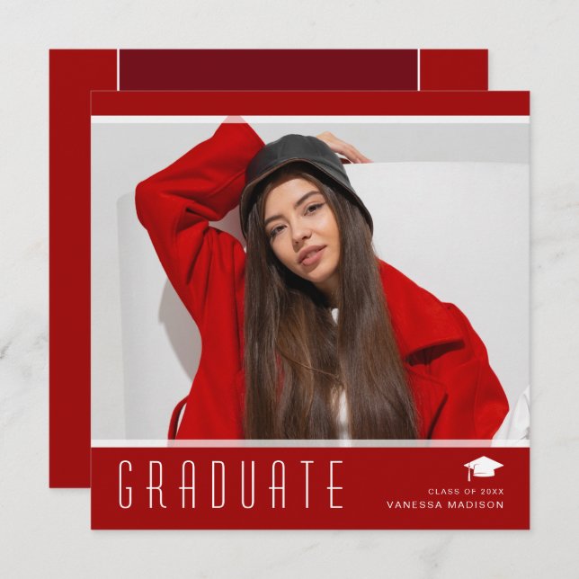 Anúncio Na moda Elegante moderno Vermelho e Branco (Frente/Verso)