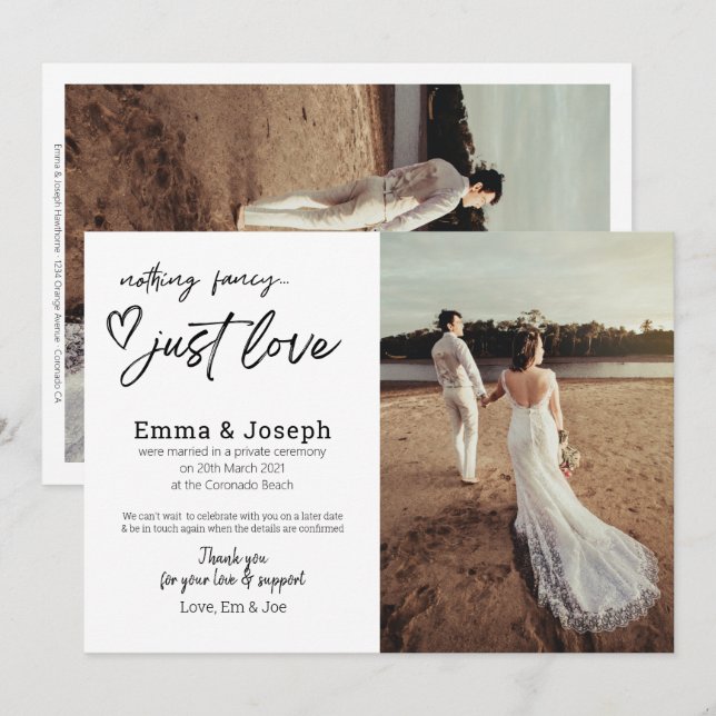 Anúncio "Nada de rico apenas ama", Foto moderna minimalist (Frente/Verso)