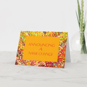 Anúncio Name Change Card, Orange with Speckles