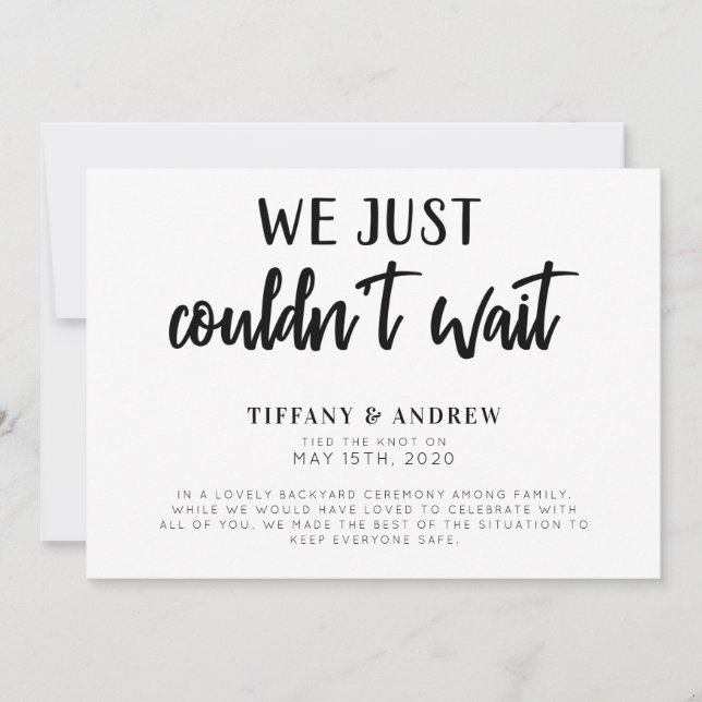 Anúncio Não podíamos esperar pelo casamento (Frente)