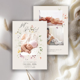 Anúncio Nascida em Ivory Wildflower Foto Collage Girl Birt