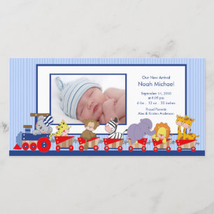 Anúncio Nascimento Annoucement do bebé do trem dos animais
