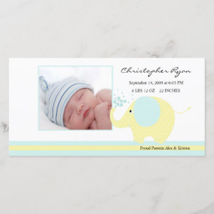 Anúncio Nascimento azul Annoucement do bebé do elefante