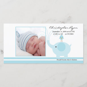 Anúncio Nascimento azul Annoucement do bebé do elefante