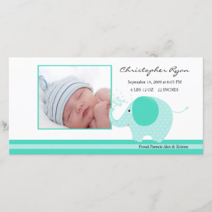 Anúncio Nascimento azul Annoucement do bebé do elefante