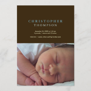 Anúncio Nascimento azul do bebê da foto do marrom contínuo