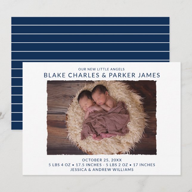 Anúncio Nascimento da Foto do Twin Boy (Frente/Verso)