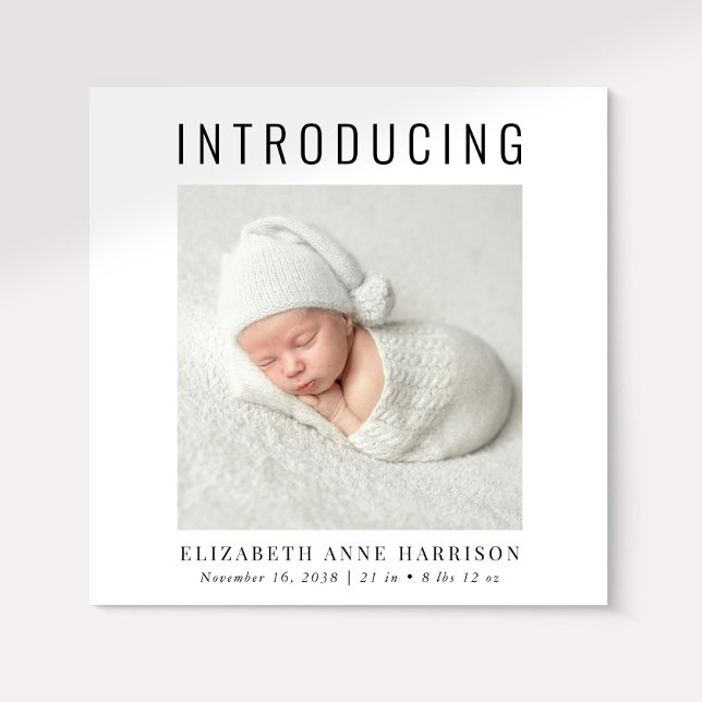 Anúncio Nascimento de Foto Moderno Mínimo (Announce the arrival of your precious baby in a way that is as beautiful and unique as they are)