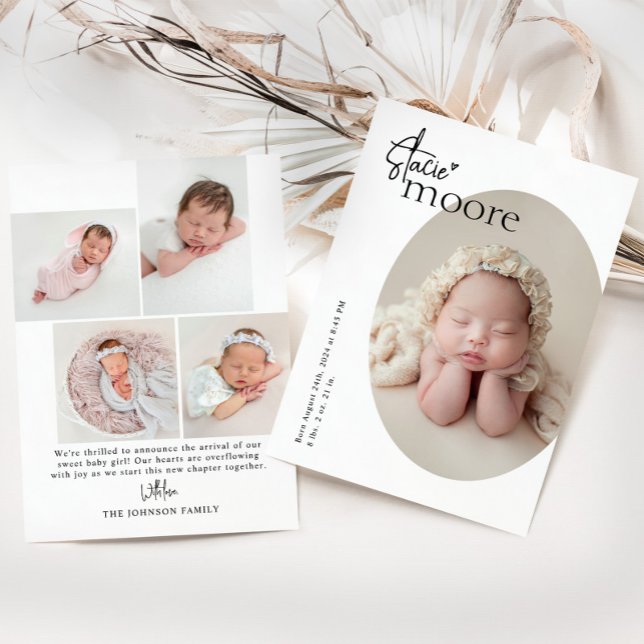 Anúncio Nascimento de Foto Simples e Simples de Oval Moder (Criador carregado)