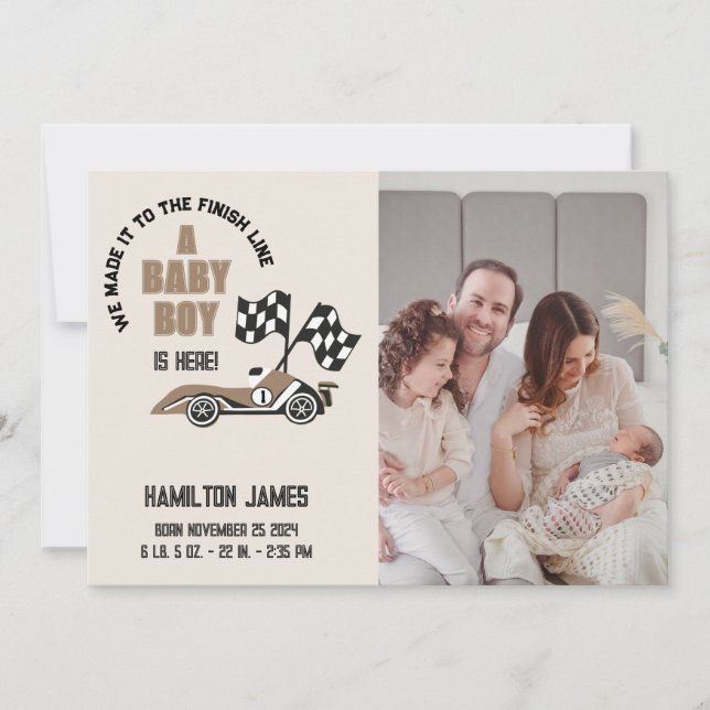 Anúncio Nascimento do Bebê-Carro de Raça desportiva (Frente)