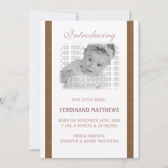 Anúncio Nascimento do Bebê Castanho Escuro (Frente)