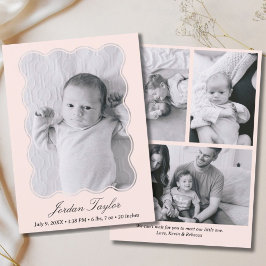 Anúncio Nascimento do Bebê de Rosa claro Mínima Moderna