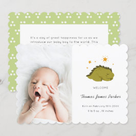 Anúncio Nascimento do Bebê Dinossauro Verde e Bonito