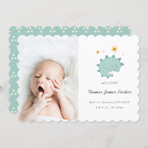 Anúncio Nascimento do Bebê do Dinossauro Azul e Bonito