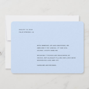 Anúncio Nascimento do Menino Azul Elegante