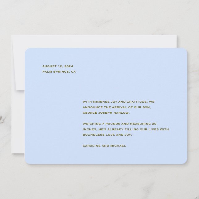 Anúncio Nascimento do Menino Azul Minimalista (Frente)